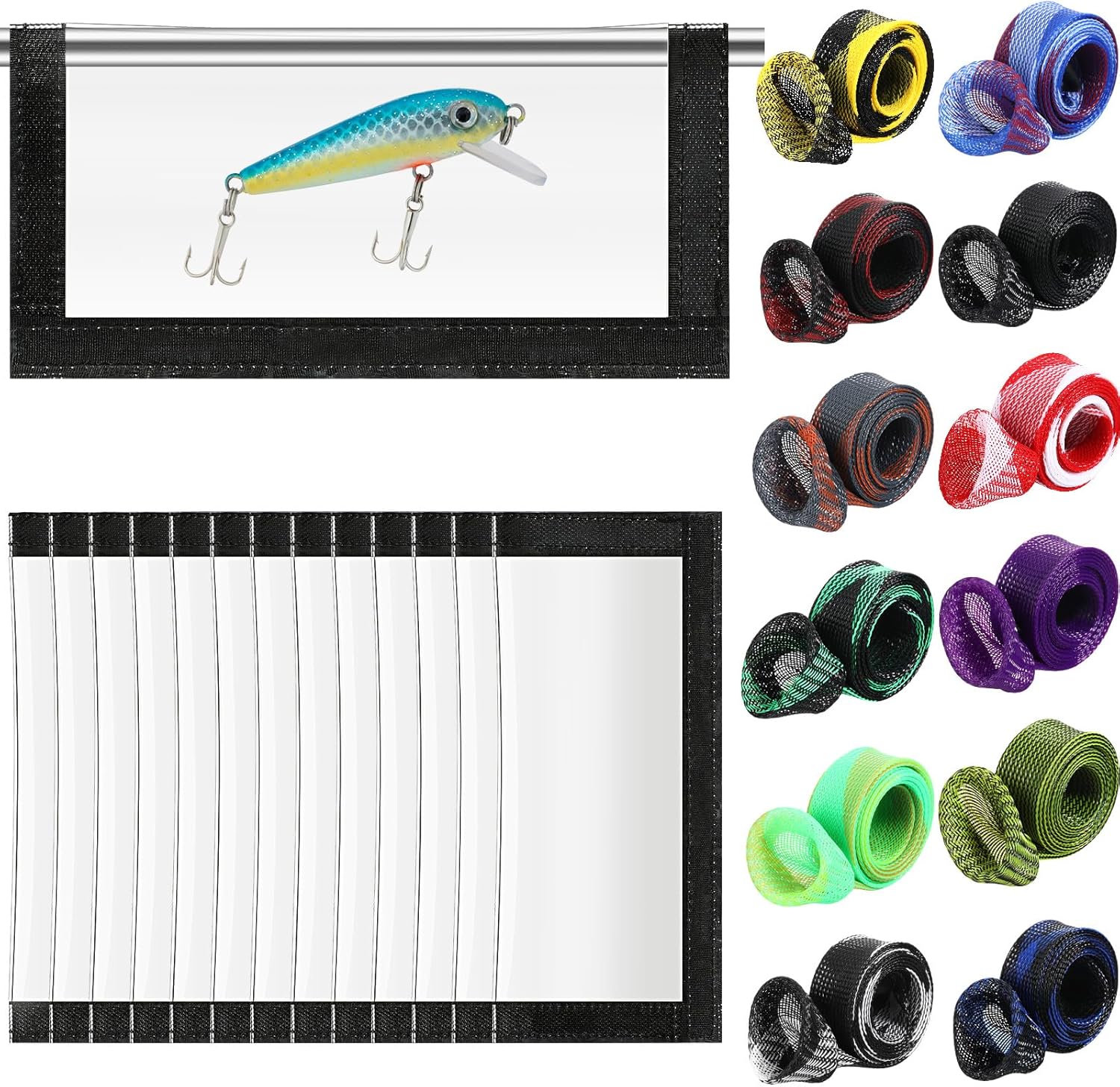Libima 24 Pcs Fishing Lure Wraps Covers and Rod Socks