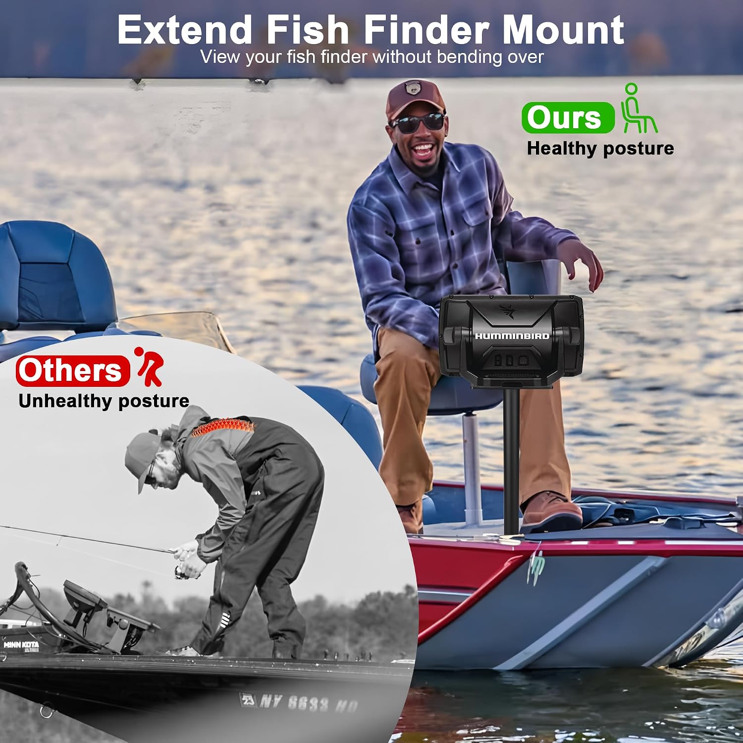 17.72" Tall Fish Finder Mount for Boat,Depth Finder/Chartplotters Mount,Compatible withGarmin,Lowrance, Humminbirdand More Fishfinder