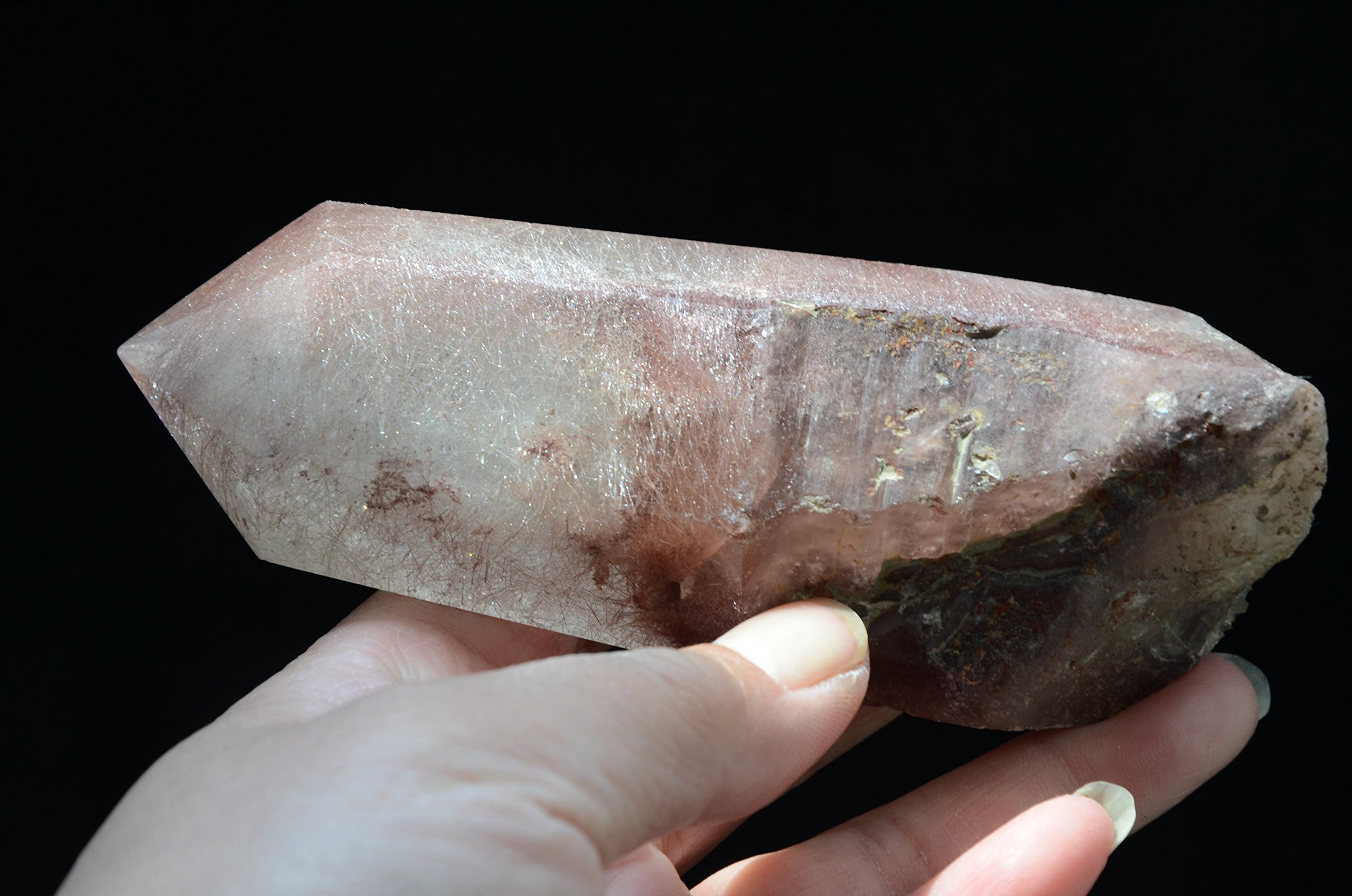 Real Tibet Himalayan High Altitude 6 Sided Single Terminated Gold Rutilated Crystal Point Quartz Wand 4.72 inch Spiritual Crystal Specimen