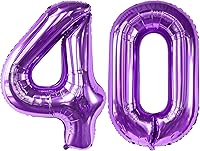 Vista 1 de KatchOn, Globos gigantes de 40 cumpleaños morados de 40 pulgadas Globo morado 40 Decoraciones moradas de 40 cumpleaños Globo de números 40