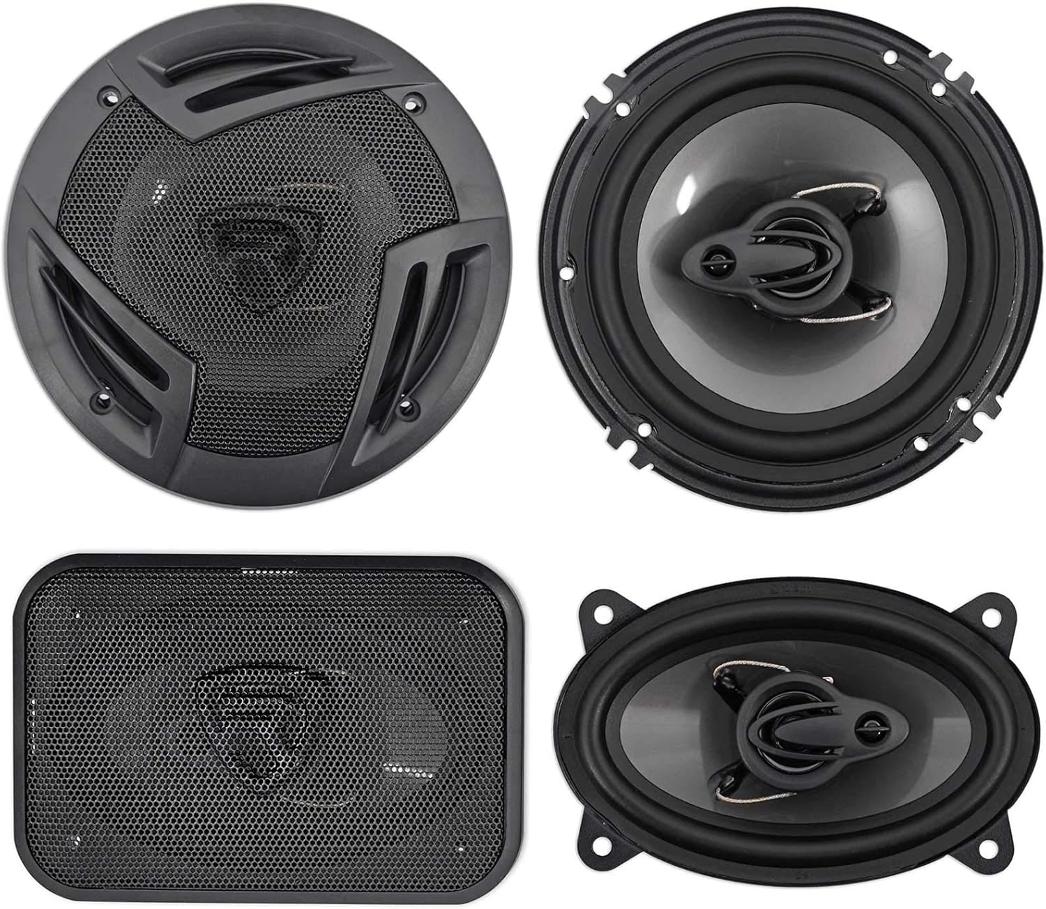 Rockville RV6.3A Bundle: Pair 6.5 in 3-Way Car Speakers 750-Watt Peak/140-Watt RMS CEA Rated, Pair RV46.3A 4x6 in 3-Way Car Speakers 500-Watt Peak/70-Watt RMS CEA Rated, 4-Items