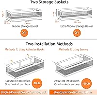 Vista 3 de PUSDON Hanging Storage Baskets Organizer Wall Mount, Metal Wire Storage Bin Rack for Kitchen Bathroom Shower Spice Shelf Home Decor Essentials