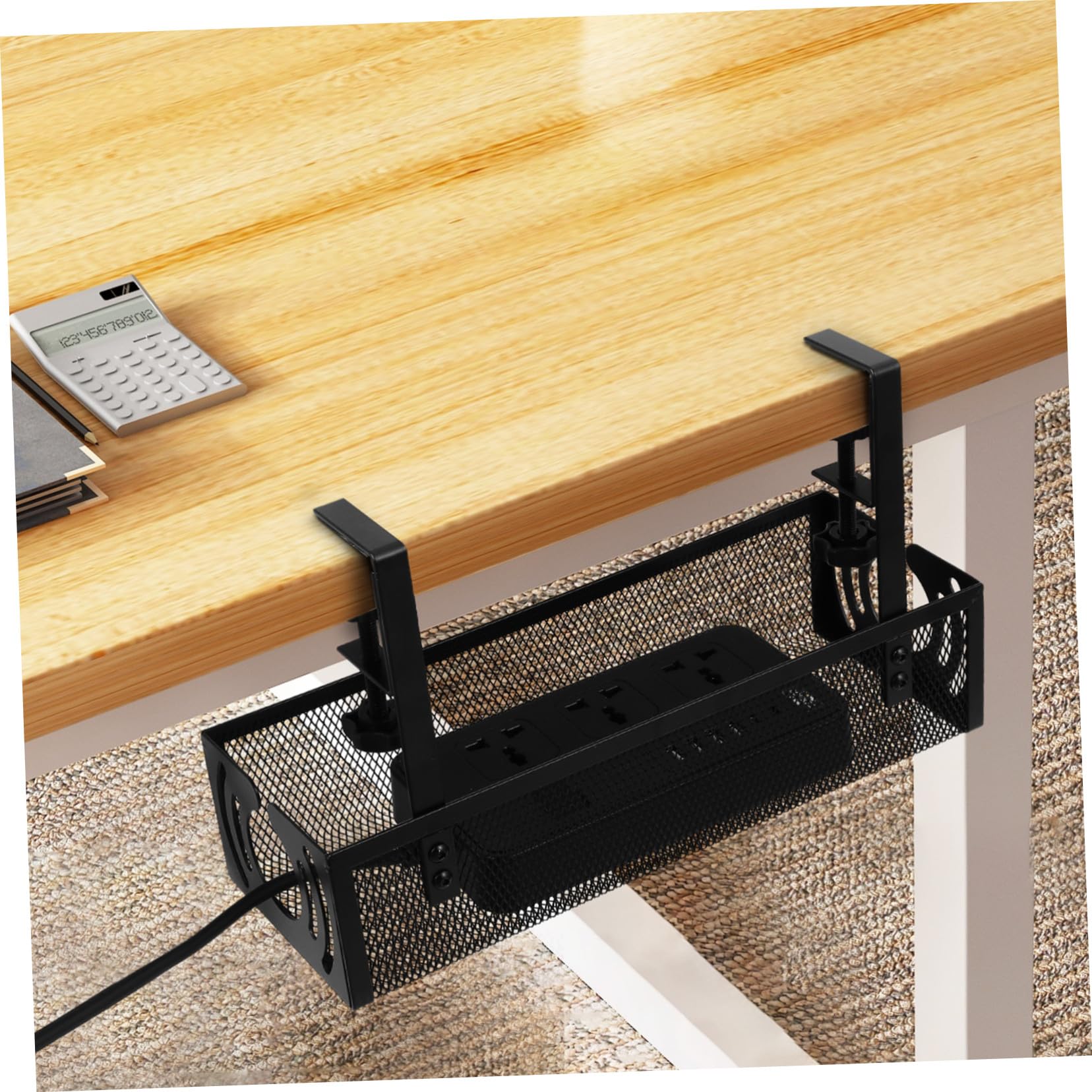 Organizador de Cables para Escritorio sin Taladro Bandeja Metálica Ventilada y Antideslizante para Gestión de Cables y Regletas bajo Mesa Soporte Resistente para Oficina y Gaming