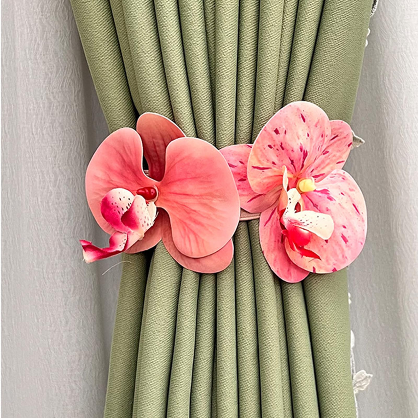 PATIKIL Fermacurtain Magnetici A Fiore - 4 Pezzi In Resina Tono Argento Con Corda 70 Cm - Ferma Tende Vintage Per Camera, Cucina, Ufficio