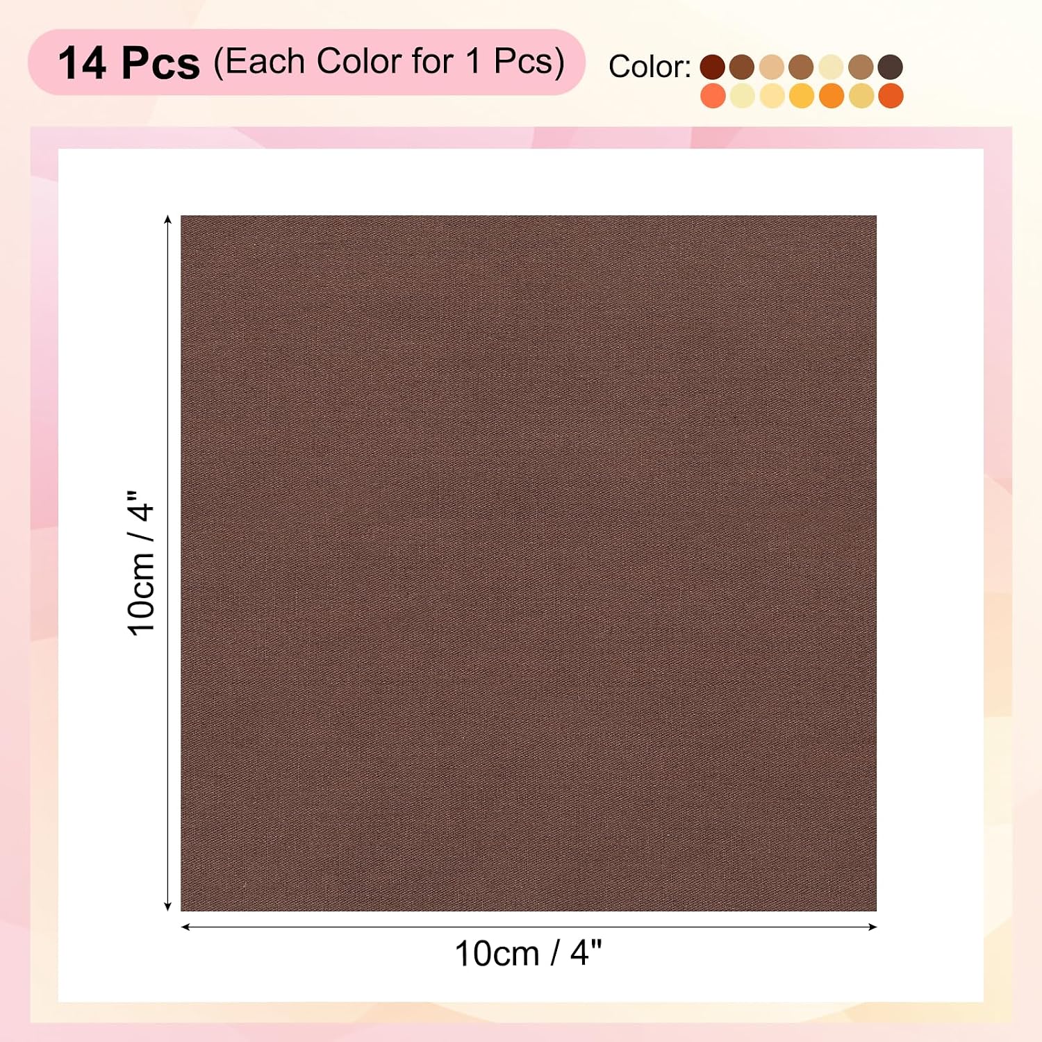 PATIKIL Cotton Fabric Bundles, 14 Pcs 4 x 4 Inch Fat Quarter Solid Color Precut Fabric Squares for Sewing Patchwork Quilting DIY, Coffee Orange
