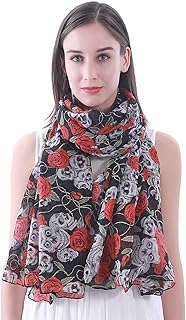 Sciarpa Stola Donna con stampa Teschi e Rose
