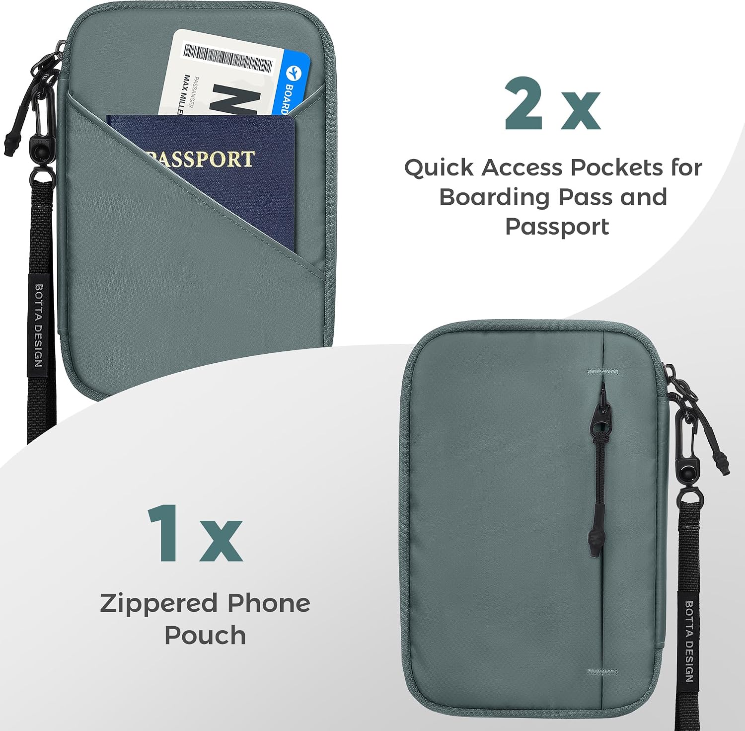 Veki Family Passport Holder for Travel, RFID Passports Wallet, Green, M image 3