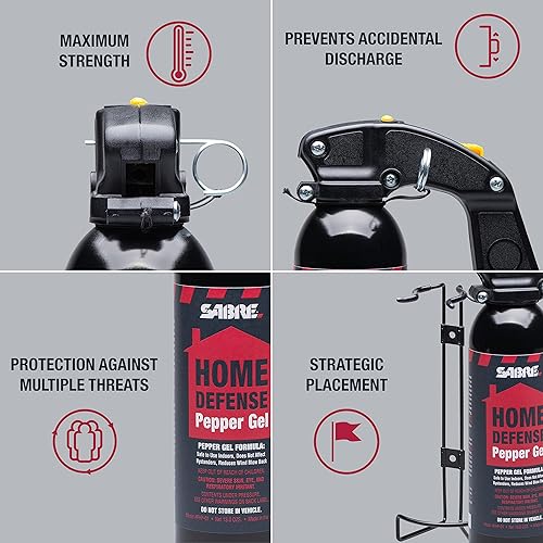 Miniatura 3 de brand_sabre Red Home Defense - Gel de pimienta con soporte de pared 32 ráfagas rango de 25 pies tinte de marcado UV ayuda a identificar sospechosos