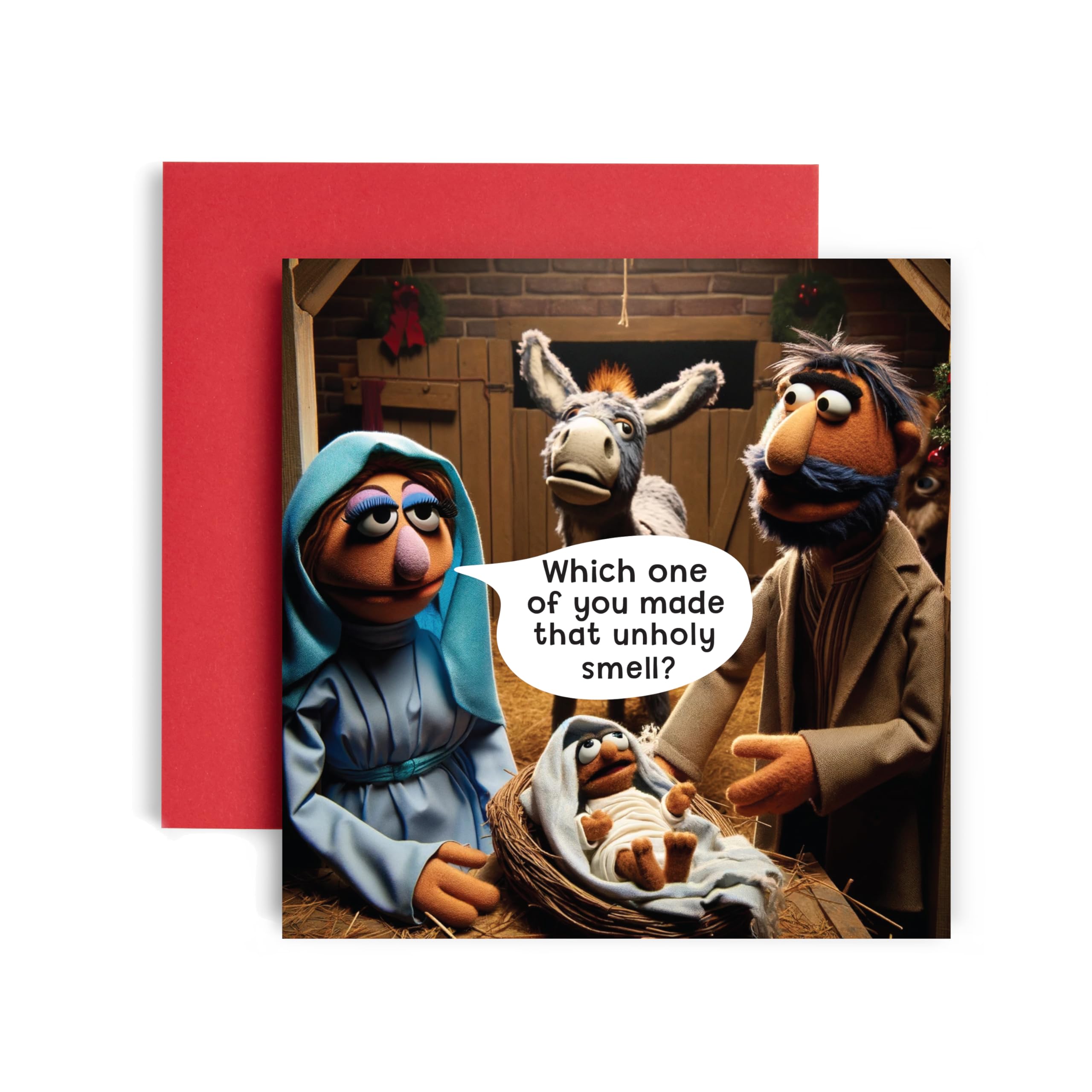 Lustige Weihnachtskarte 'Step Into Christmas You Muppet' – Für Männer, Mit Umschlag, 350 G/m² Papier