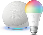 Echo Dot (5th Gen) | Glacier White with Sengled Smart Color Bulb