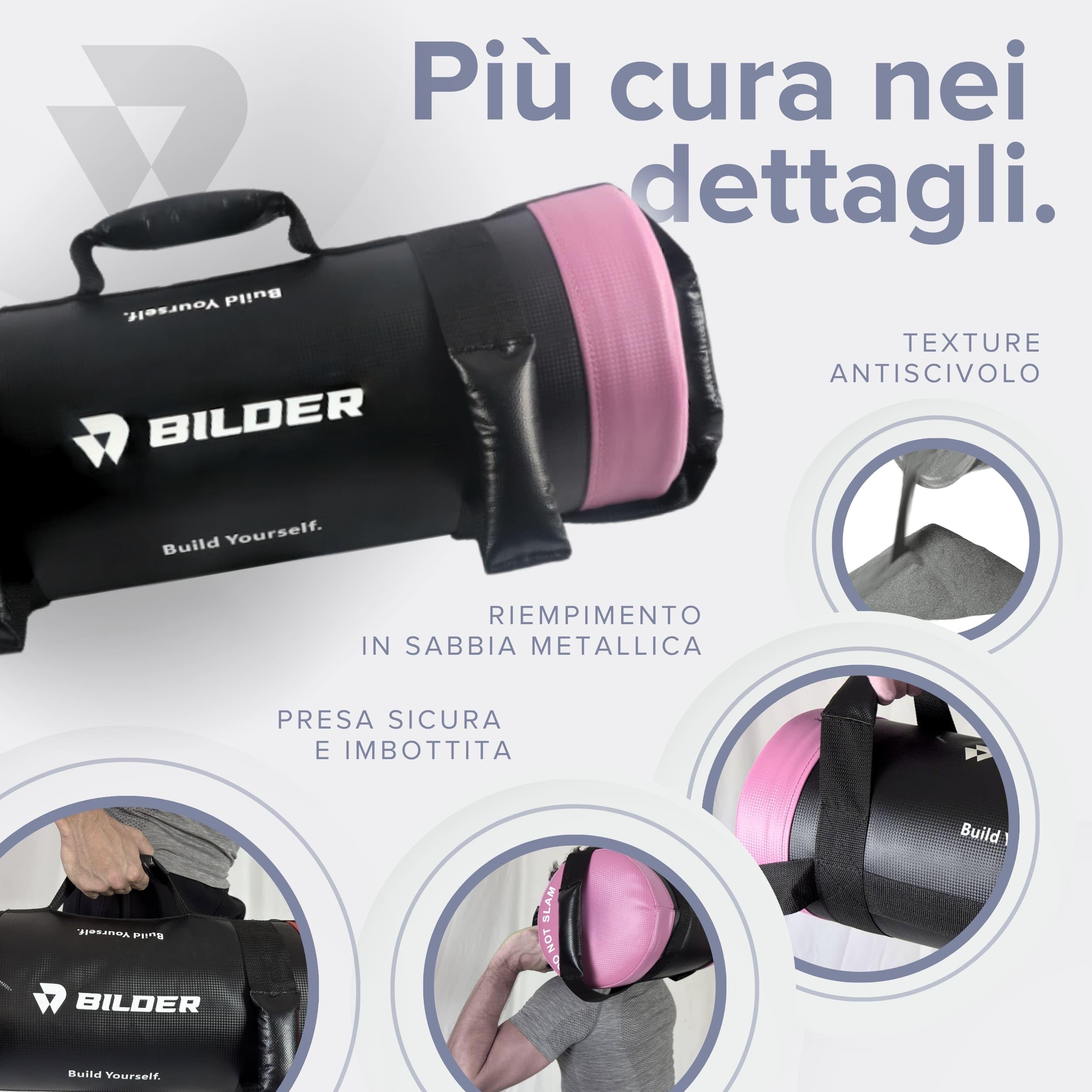 BILDER - Powerbag Compatto 25 Kg con Sabbia Metallica, Sandbag Fitness per Forza, Resistenza e Core Training, Sacco Pesi Palestra con Maniglie Multiple, Attrezzi Palestra Casa per Allenamento Completo - 4