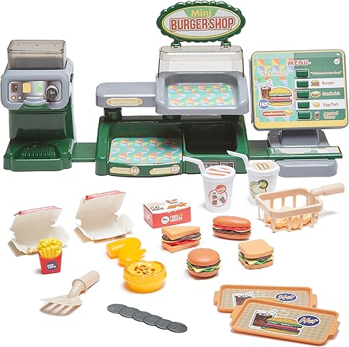 Juego de hamburguesas de simulación con juego de juguetes de menú juego de cocina para niños soporte retro para comedor accesorios de cocina para