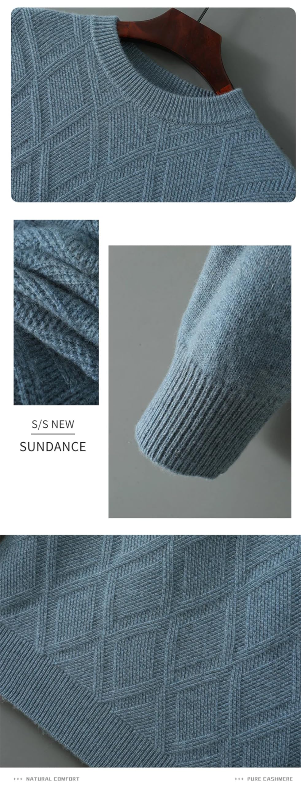 Męski sweter w 100% z koziego kaszmiru z okrągłym dekoltem sweter biznesowy sweter zimowy gruby luźny dół koszula.