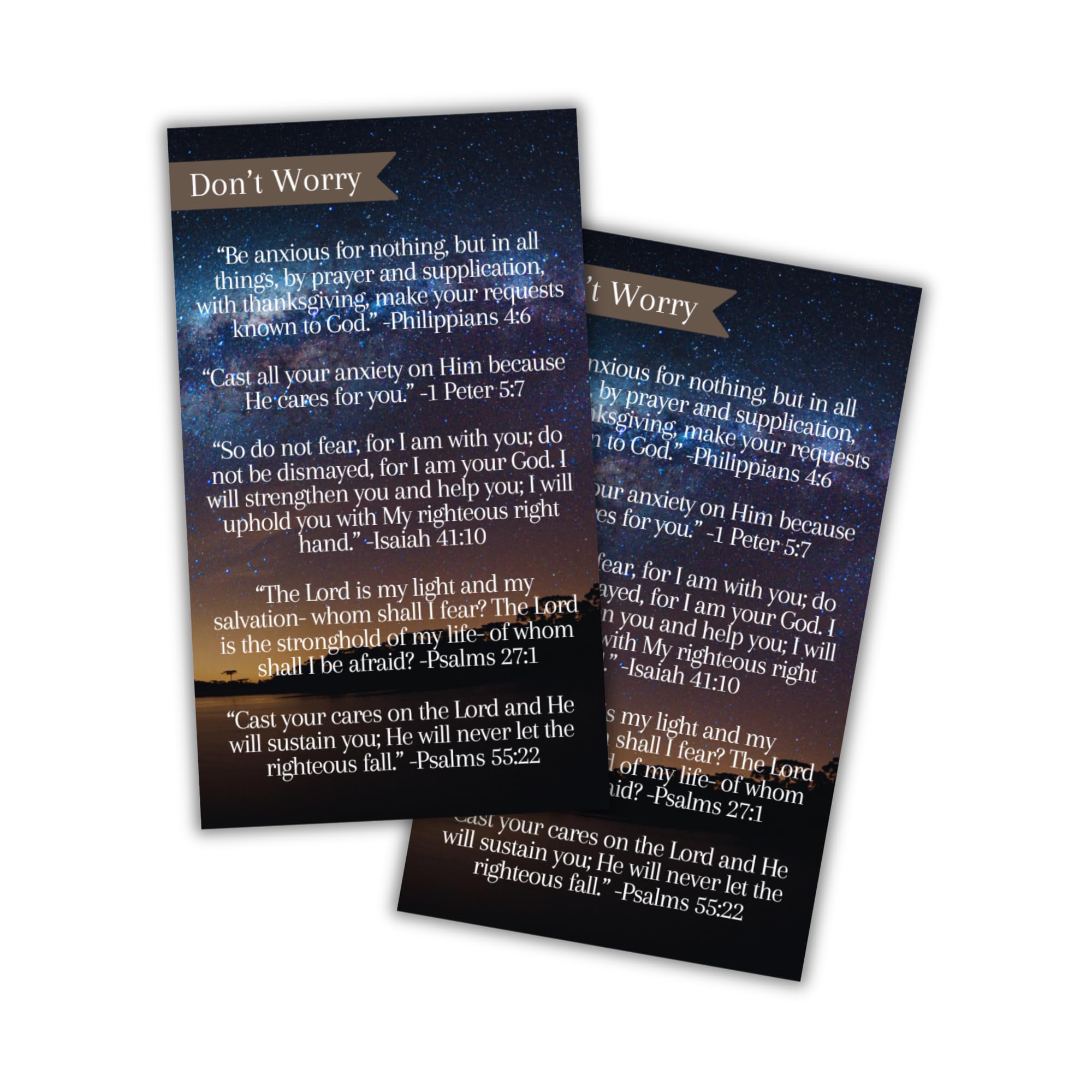 Bible Verse Card for Worry Philippians 4:6, 1 Peter 5:7, Isaiah 41:10, Psalms 27:1 Anxious 30pk 2x3.5" New Drivers Teens Hand Out Wallet Cards