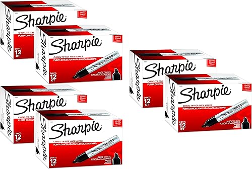 Sharpie Chisel Tip Pro - Marcadores permanentes, tamaño King, color negro, 24 unidades, paquete de 6