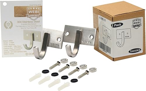Miniatura 9 de WEBI Gancho para bata, resistente acero inoxidable cepillado 304, toallero, gran almacenamiento y organización del hogar para dormitorio, baño,