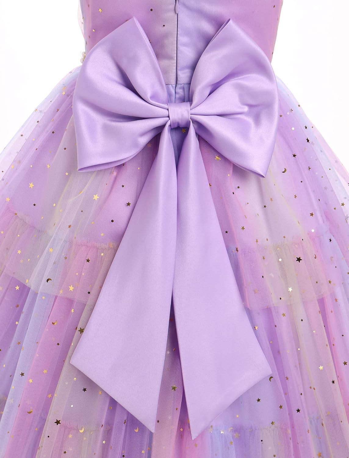 IDOPIP Flower Girls Tulle V-Neck Bowknot Dress for Kids Long A Line Wedding Pageant Dresses Princess Birthday Party Ball Gown - Image 7