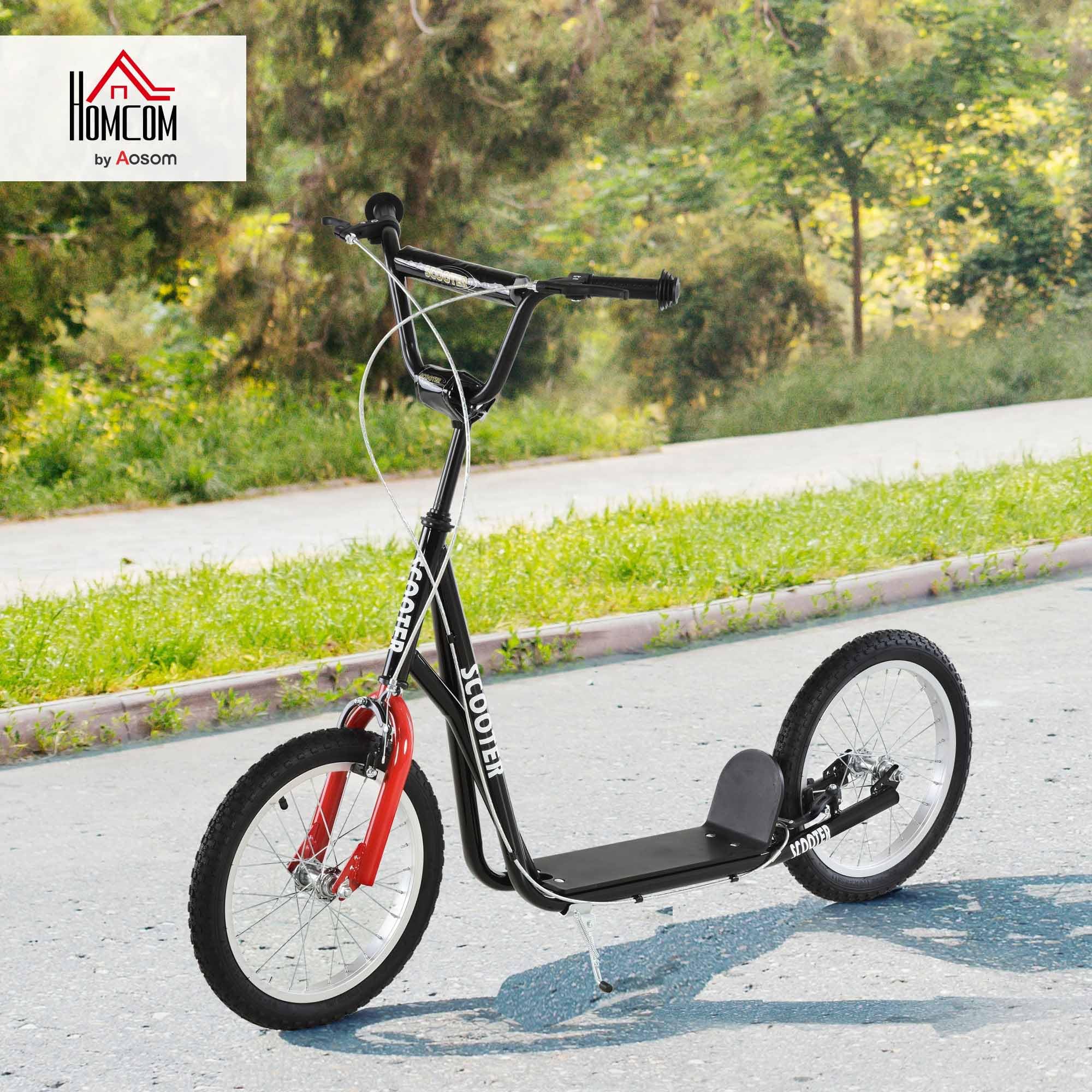 HOMCOM Scooter für Kinder Kinderroller Tretroller mit verstellbarem Lenker, großen Rädern und Handbremse Kickscooter 16 Zoll Cityroller für Jungen und Mädchen ab 5 Jahre Metall