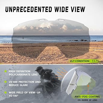 Dirt Bike Goggles Over Glasses Anti-Fog, Motorcycle Protective Eyewear Motocross Goggles for Men Women