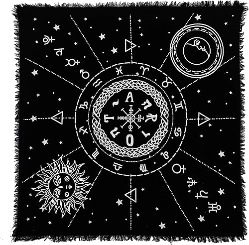 Indian Consigners Tela de altar 12 constelaciones Sol, Estrella y Luna Universo Premium Brujería Alter Tarot Spread Top Cloth Wicca Square Spiritual