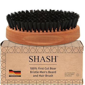 SHASH Captain 100% Boar Bristle Hair Brush - Made in Germany | Naturally Conditions, Improves Texture, and Stimulates the Scalp | Ideal for Thin to Normal Hair