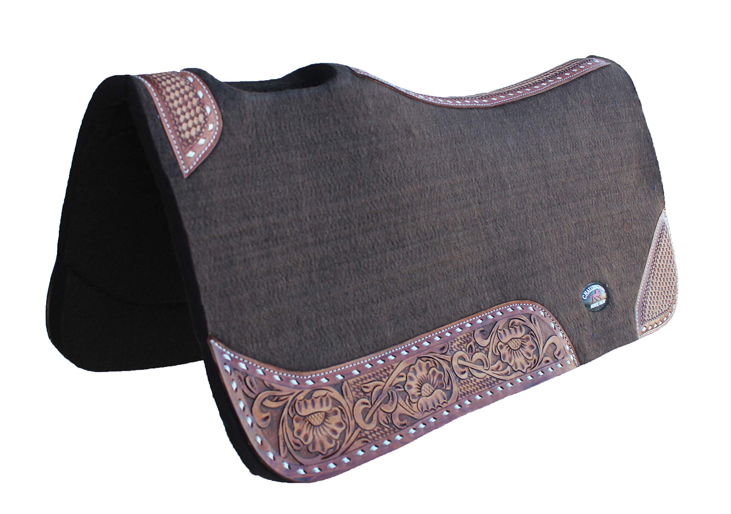 CHALLENGER Horse Saddle PAD Western Contoured Wool Felt Moisture Wicking Brown 39209BR