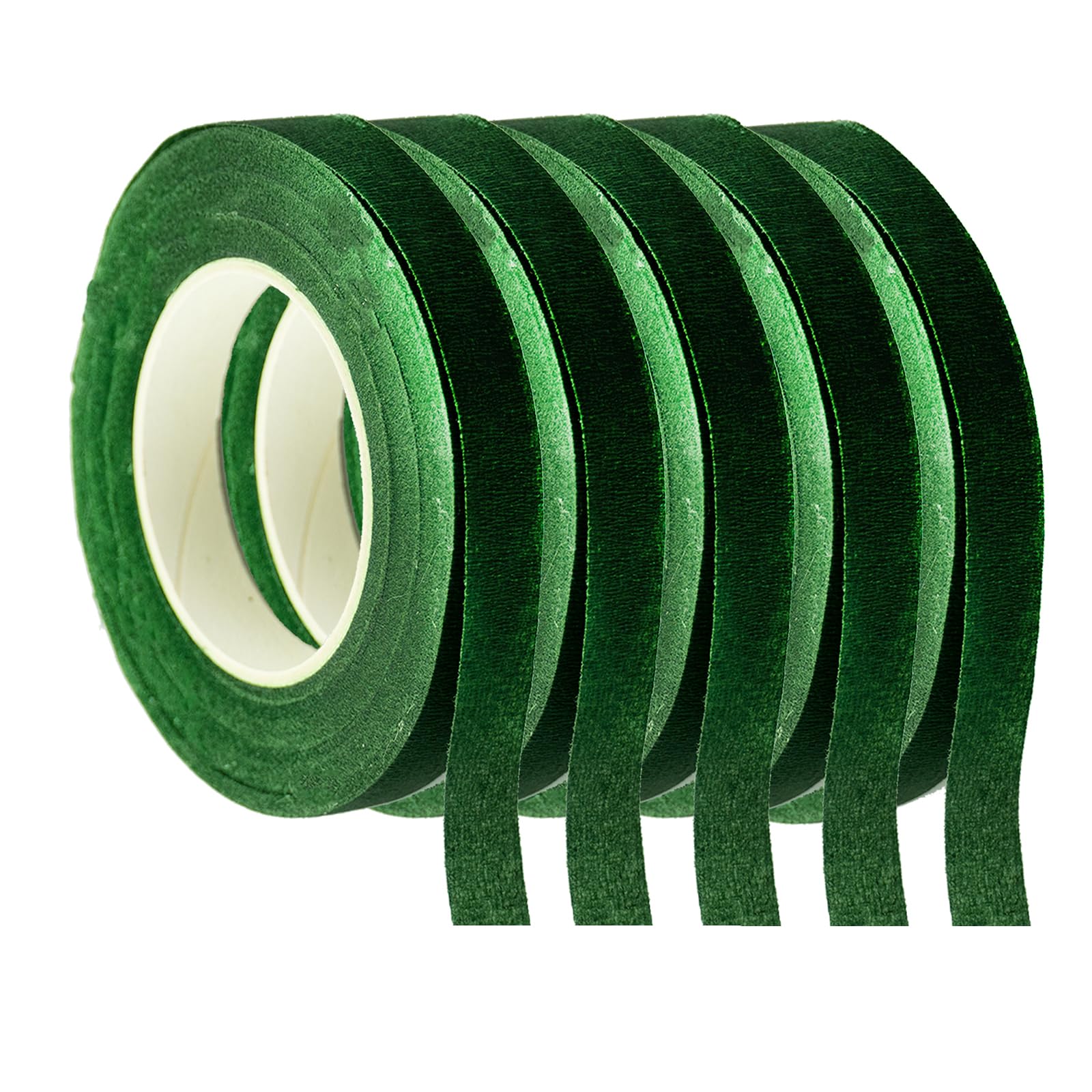 5 Rotoli Di Nastro Adesivo Floreale - Impermeabile, Per Avvolgere Steli E Bouquet, Colori Verde Scuro, Verde, Chiaro, Marrone E Nero (30 Metri Per Rotolo)