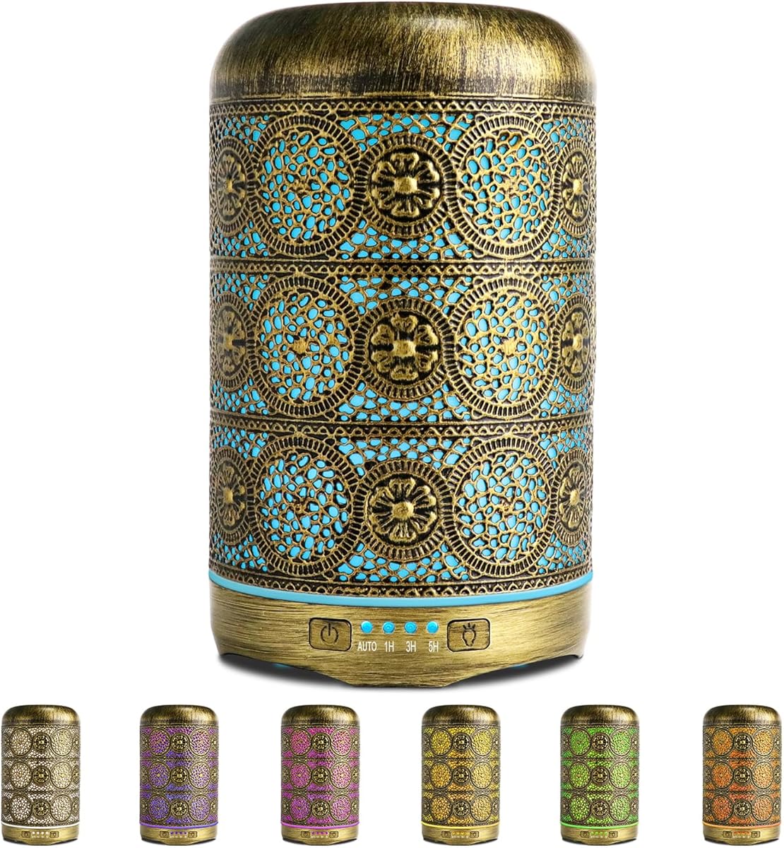 SALKING Aroma Diffuser, 260ml Metall Aromatherapie Diffusor für ätherische Öle, Raumbefeuchter Elektrisch Duftlampe, 7 Farbe Licht Vintage Diffusor für Zuhause Büro Oder Yoga MEHRWEG