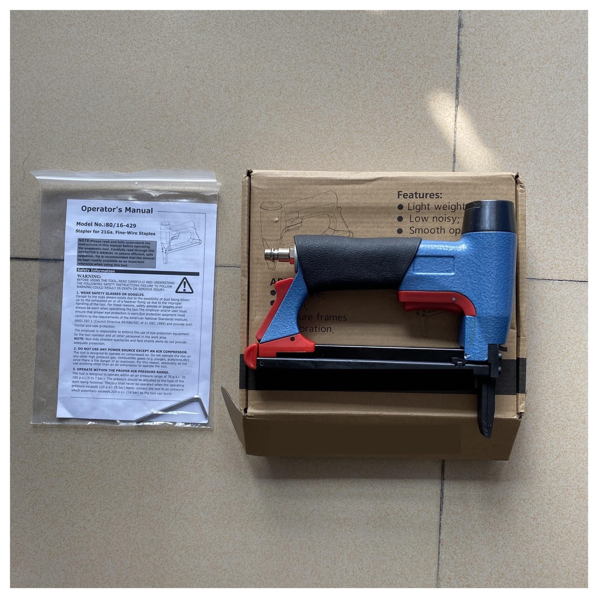 Pistolet do gwoździ, 8016LN/FS8016-B Zszywacz Pneumatyczny Z Cienkim Drutem Pistolet Typu BEA Gwoździarka Gazowa Pneumatyczna Taśma Pneumatyczna Typu U Pistolet Do Gwoździ Zszywacz(Long nose)