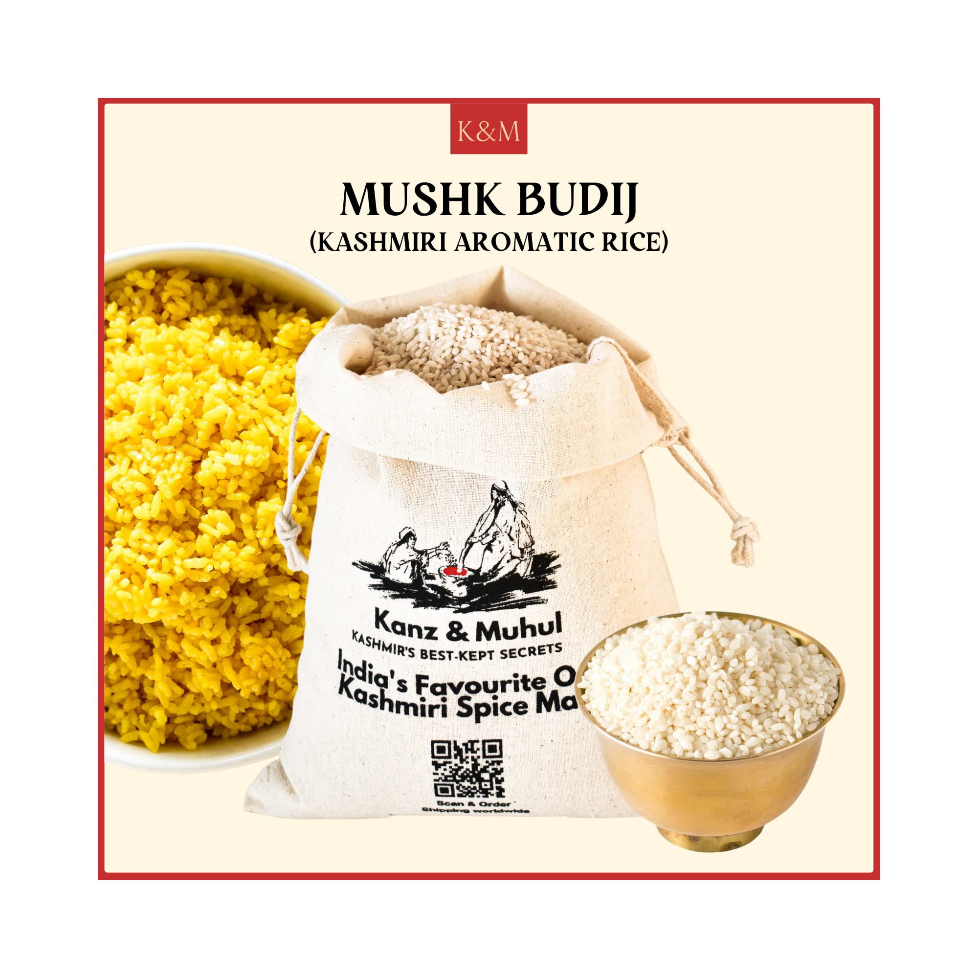KANZ & MUHUL Natural Premium (2 Kg) Pure Mushk Budij Kashmiri Aromatic Rice Naturally Aged, Rich Aroma, Natural Scented Perfect Fit For Everyday | Highly Nutritious, Delicious Natural Fragrance Mushk Budij Kashmiri Aromatic Rice Basmati Rice 2 Kg (B09BD37HRT) Amazon Price History, Amazon Price Tracker