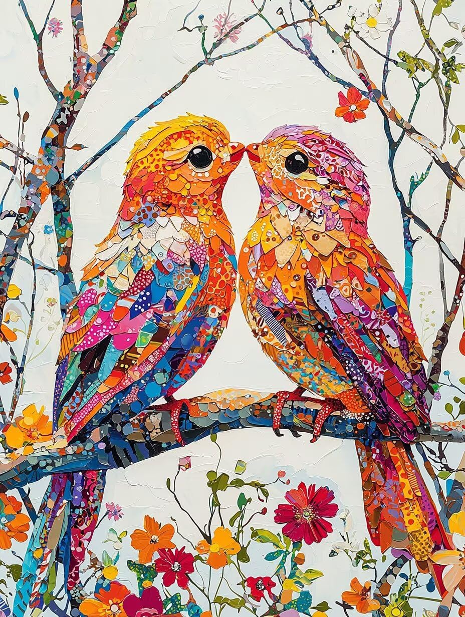Hyupuanj 5D Kolorowe Ptaki Diamentowe Malowanie, 60x80cm d-72