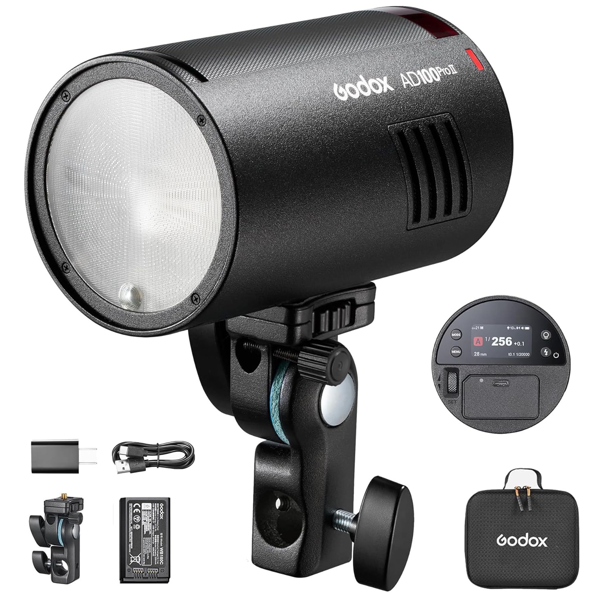 Godox AD100 Pro II AD100ProII Pocket Flash, 100Ws Strobe Light One-Touch Sync with X3/X3Pro, 2.4G TTL 1/8000s HSS,490 Full Power Flashes,0.01~1.5s Recycle Time (AD100ProII)-picture-20