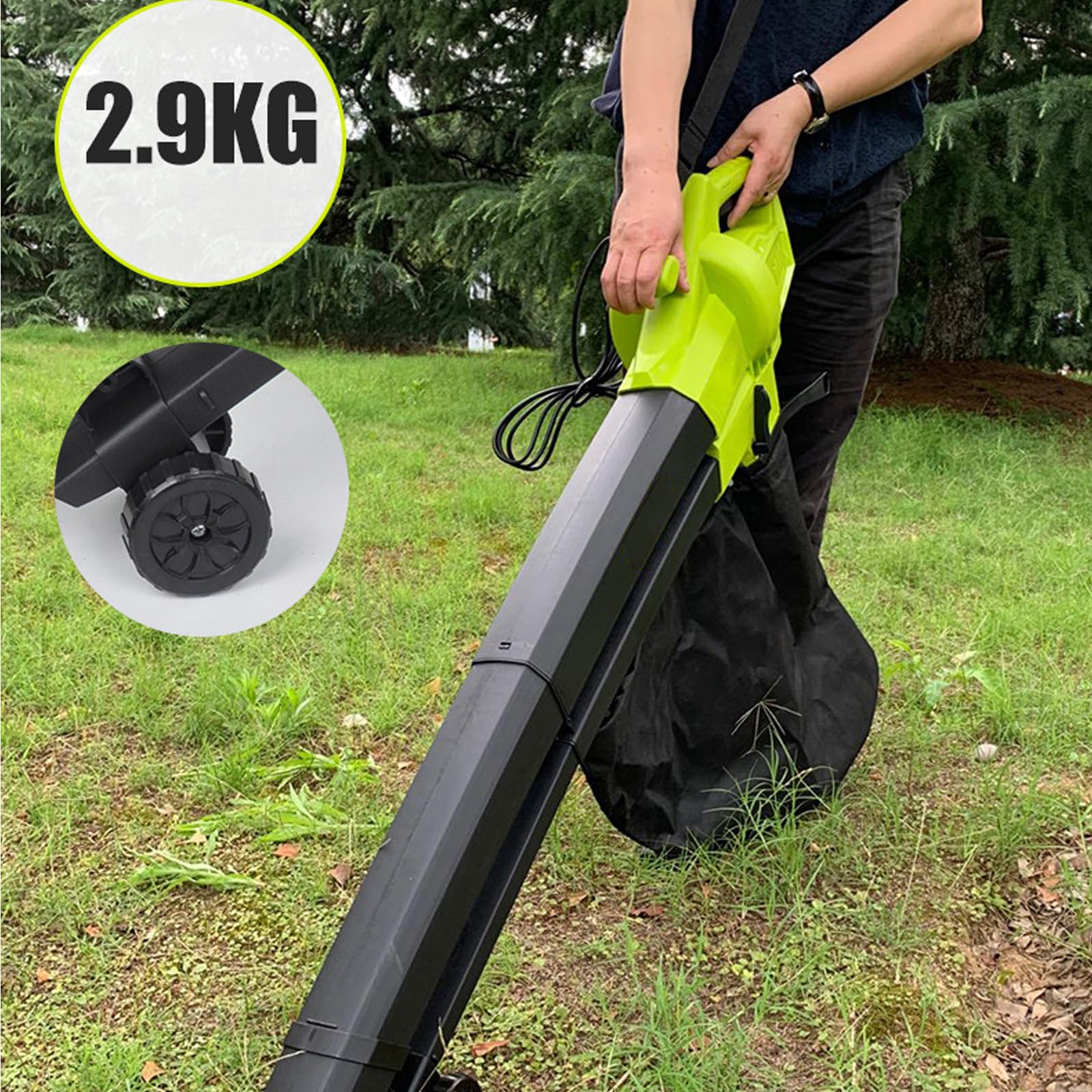 Aspiradora De Jardín con Soplador De Hojas, Bolsa Recolectora De Hojas De 40L,Diseño Liviano De 3000W,Aspiradora De Hojas,para El Cuidado del Césped,Patio,Soplado De Hojas Y Nieve