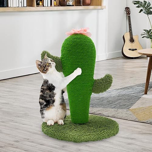 Miniatura 6 de AUSCAT Poste rascador para gatos, lindo poste rascador de cactus, rascador de sisal natural para gatos y gatitos de interior