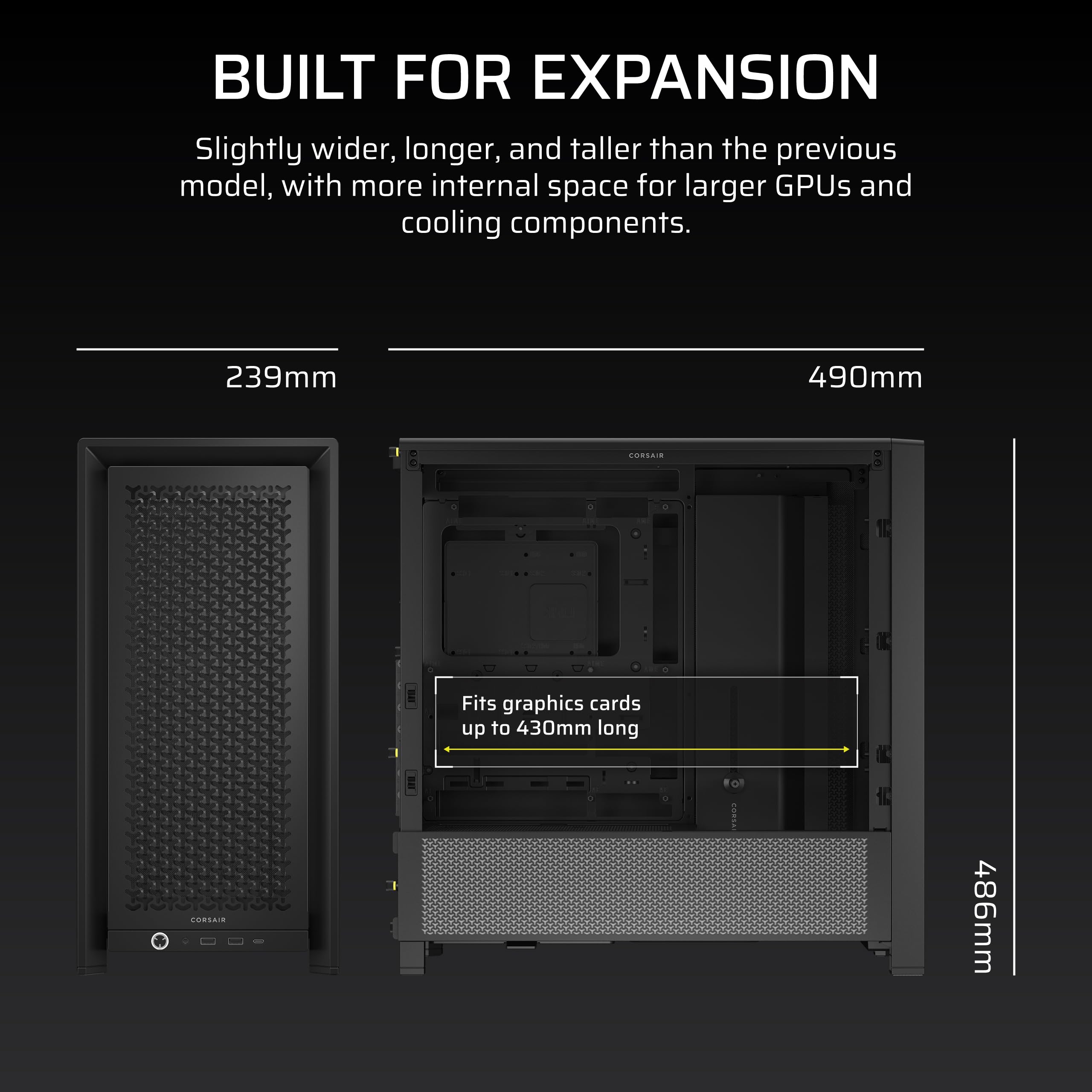 CORSAIR FRAME 4000D Modular Mid-Tower ATX PC Case – High Airflow, InfiniRail™ Fan Mounting System, Dual 360mm Radiator Support, ASUS BTF, MSI Project Zero, Gigabyte Project Stealth – Black — view 10