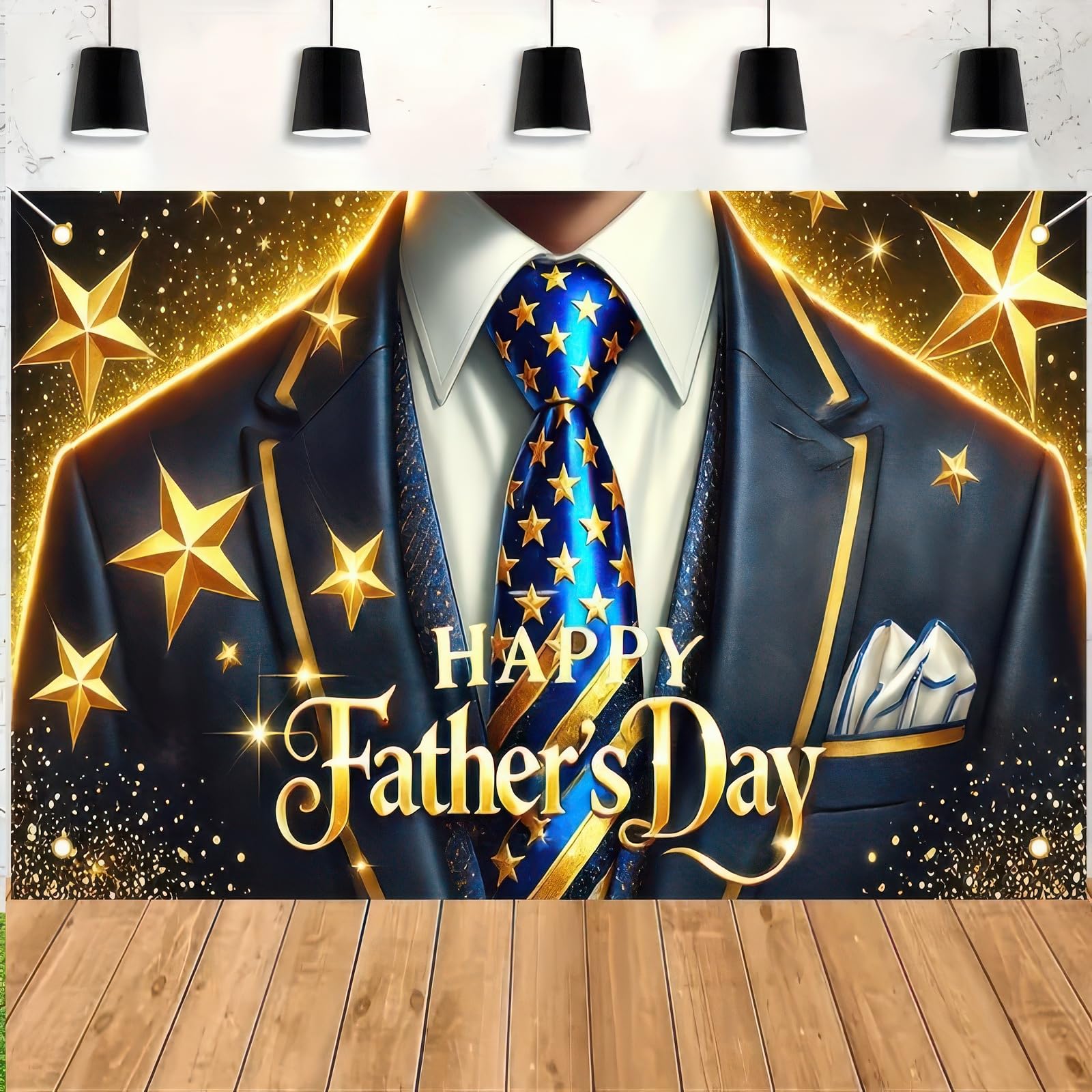 BlissYard Fathers Day Banner Decorations 71 x 43Inch Happy Father's Day Backdrop Suit Tie Gifts Best Dad Ever Party Supplies Gifts Photography