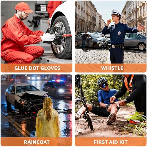 Miniatura 6 de Kit de emergencia para automóvil con cables de puente, accesorios de automóvil para hombres, kit de seguridad de asistencia incluye martillo de