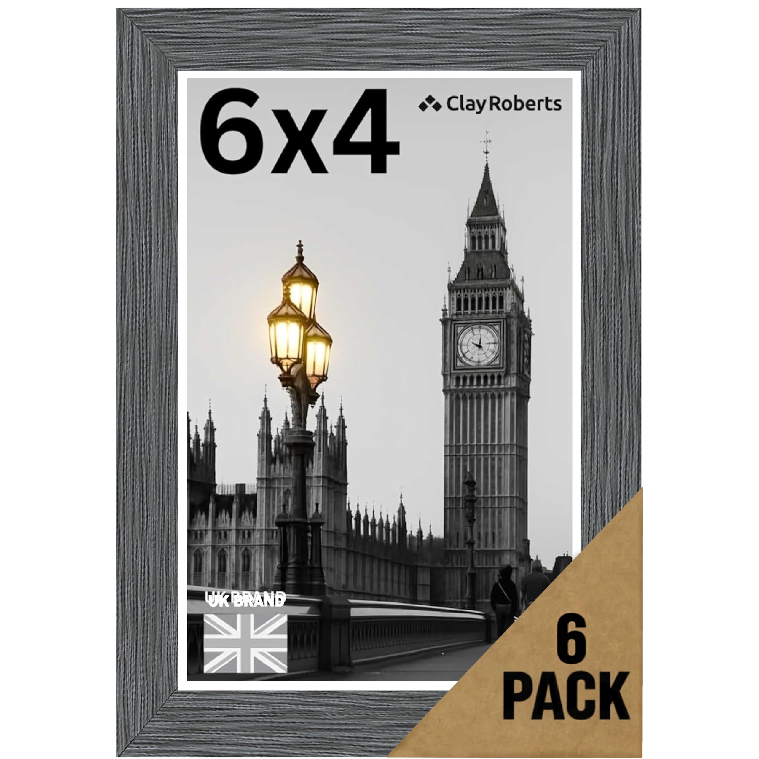 6x4 Dark Grey Photo Frame Picture Frame, Freestanding and Wall Mount, 10x15cm, 4x6 Frame for Wall Collage Display, Shelf and Staircase, Home or Gift.