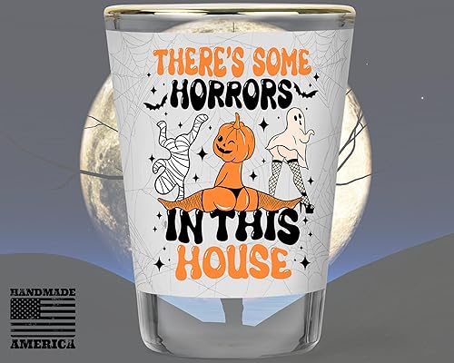 Miniatura 2 de Vaso de chupito de Halloween | Recuerdos de fiesta de temporada | Vasos divertidos | Horrores en esta casa | Regalos de Halloween