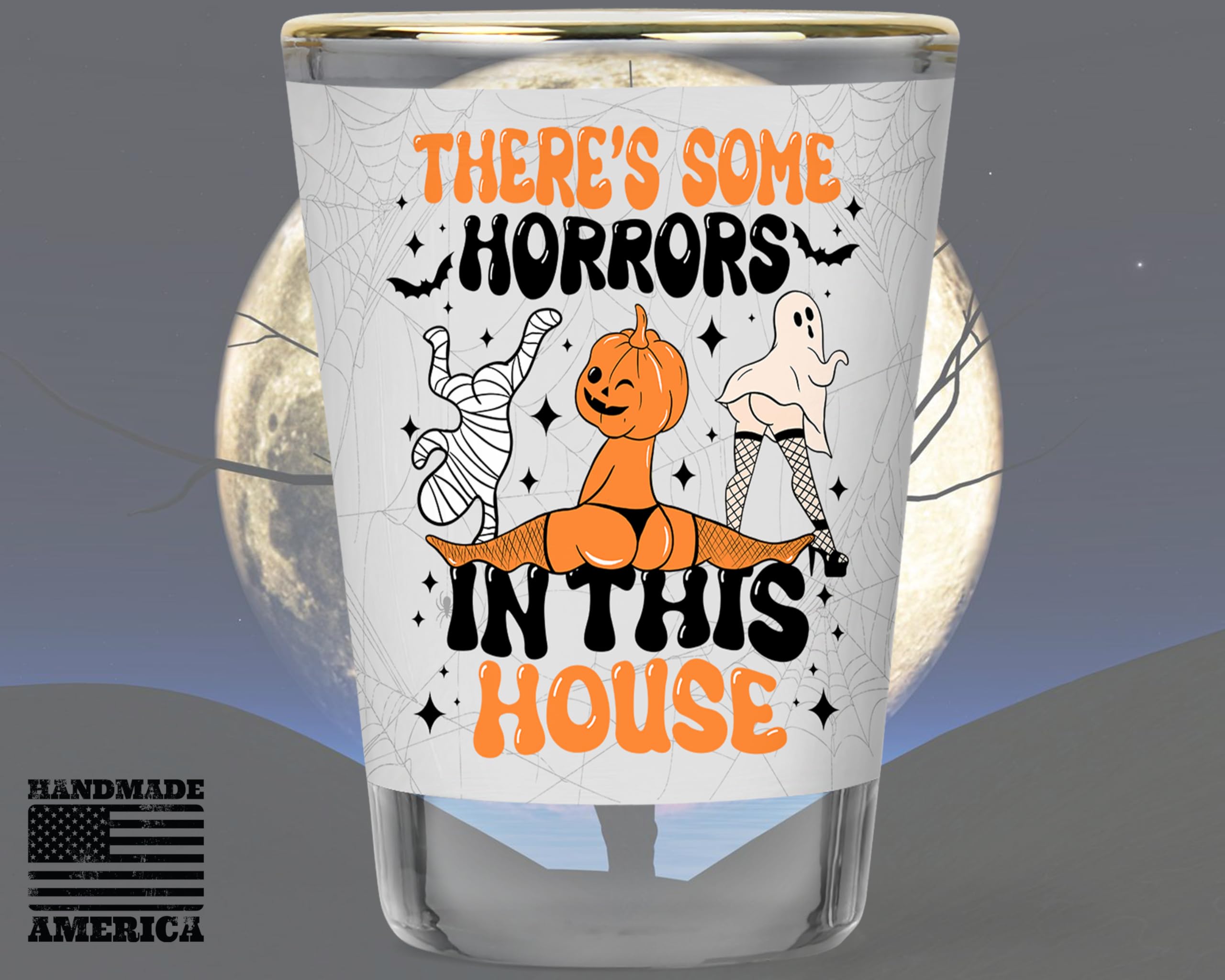 Halloween Shot Glass | Halloween Party Favors | Funny Halloween Shot Glasses | Horrors in this House | Halloween Gift | Halloween Supplies