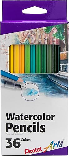 Pentel Arts - Juego de lápices de acuarela, colores surtidos, paquete de 36 (CB9-36)