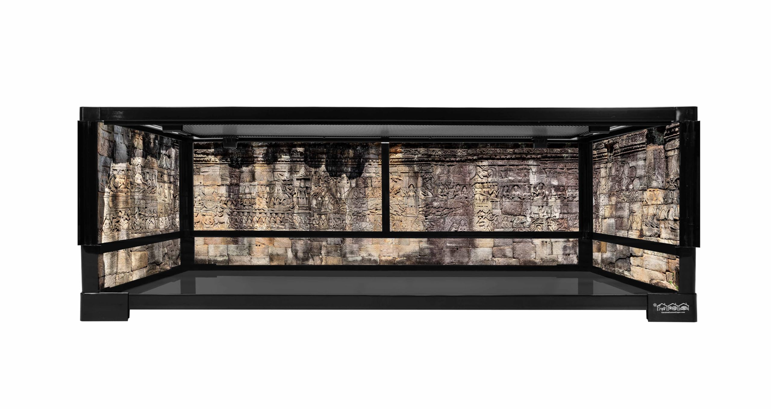 Reptile Habitat Background; Royal Court Scenes Wall Relief for 20L Medium-Plus 30Lx12Wx12H Terrarium, 3-Sided Wraparound