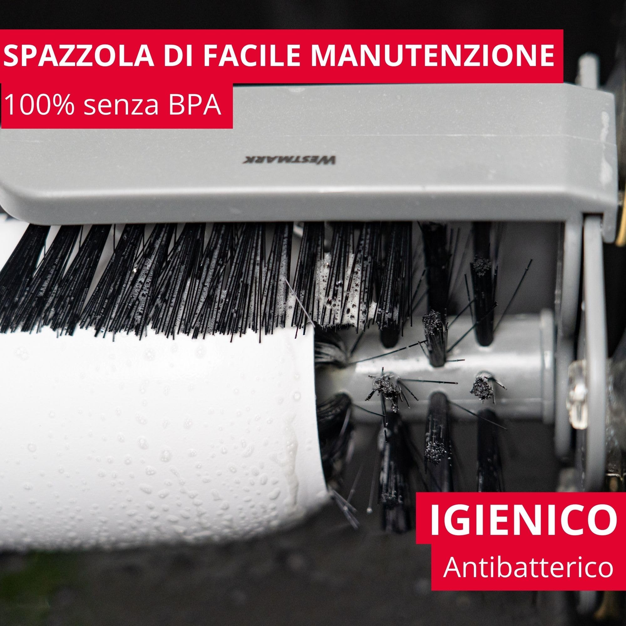 Westmark spazzola per lavare bicchieri, base a ventosa - Pratica spazzola per pulizia facile di bicchieri, non scivola, per ristorazione o accessorio per privati - senza BPA