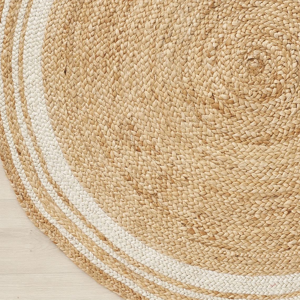 Handgeflochtener runder Bodenteppich aus natürlicher Jute, natürliche Fasern, Bodenteppich (17,8 x 17,8 cm)