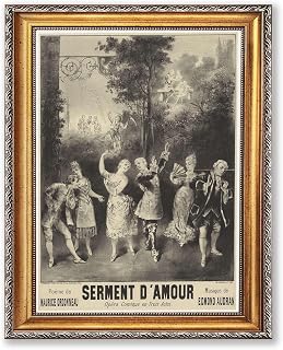 Vintage Framed Romantic Rococo Garden Scene Wall Art Canvas Print Oil Paintings Reproduction World Classics Retro Artwork Poster Wall Decor Elegant Home Decoration for Living Room Bedroom (Retro Framed,12L"X16W")