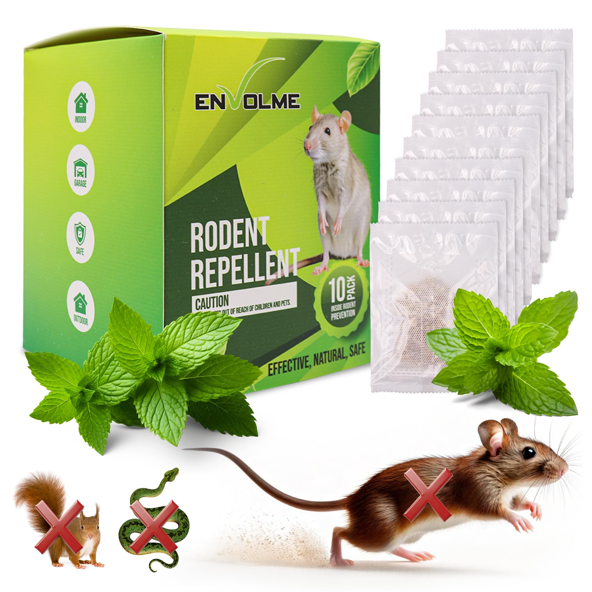 Repelente Ratas y Ratones - Ahuyentador de Ratas y Ratones - hasta 6 Meses de duracion - 10 Bolsas para Interiores y Exteriores Eficaz. Cuidado con el Medio Ambiente No Tóxico