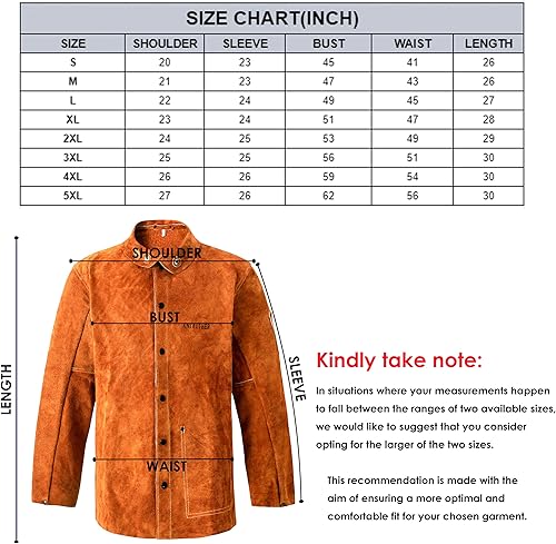 Miniatura 2 de ANTAITHER Chaqueta de soldadura de cuero prémium para hombres y mujeres, la máxima protección contra el calor y las llamas y garantiza la seguridad