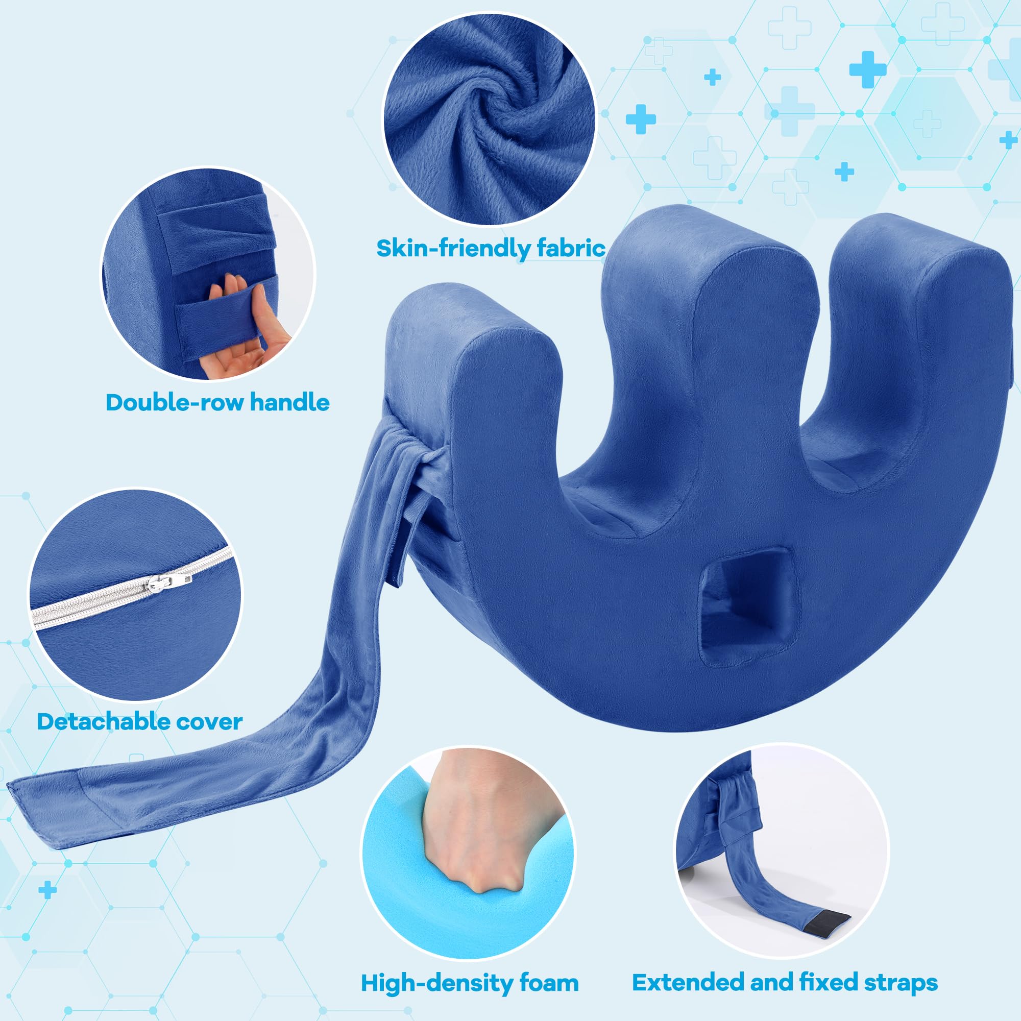 ROYALAY Dispositivo de giro de pacientes postrados en cama para ancianos con correa de fijación, almohada para aliviar la presión de las úlceras, suministros para pacientes en cama, azul