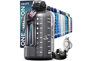 1 Gallon Water Bottle with Time Marker, Straw & Chug Lid for Hydration