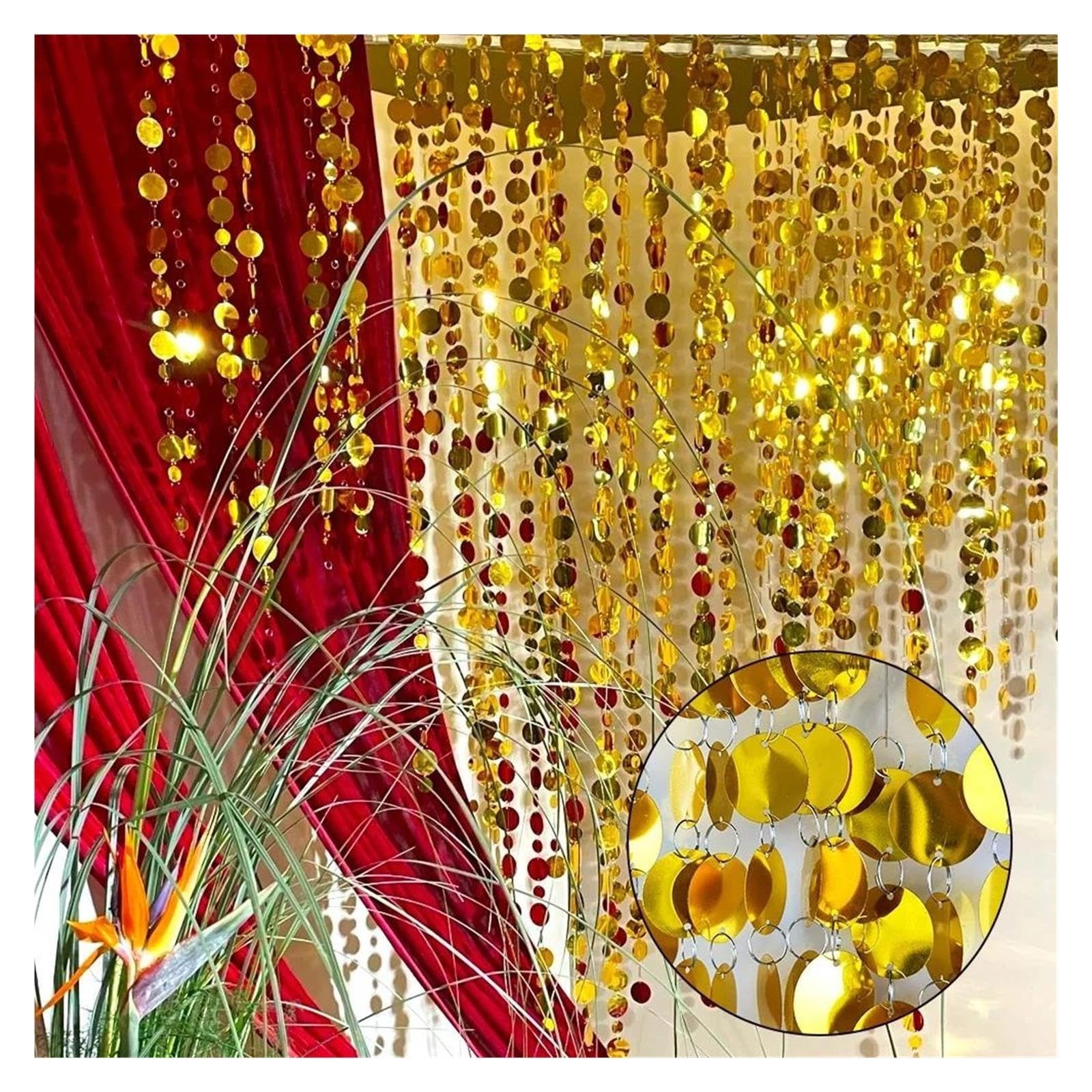 Mur de Fond Gland Paillettes Rideau Perles